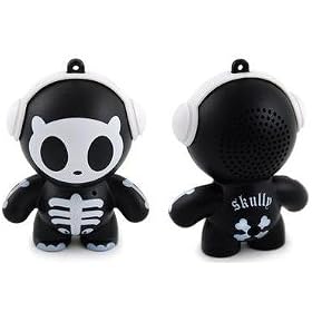 Headphonies - Enceinte portable - Haut parleur Amplifie puissant - 2W - Batterie Rechargeable integree - Prise Jack 3,5 mm - Theme Skully - Accroche Porte-cle - Pour Apple IPHONE , IPHONE 3G , IPHONE 3GS , IPOD et les telephones , PC , MP3 avec jack 3,5 mm