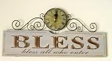 Bless All Who Enter Word Sign and Clock