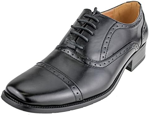 Aldo Bellini Men's Classic Wingtip Oxford, Black Faux Leather, 8 D(M) US