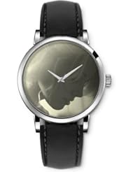 SPRAWL Aanalog Fashion Series Silver Ladies Watches of Genuine Black Leather Strap,Unique Wrist Watch for Women Girls Designed with Face of a woman