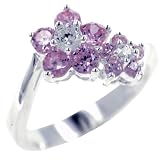 Sterling Silver Pink Cz Daisy Cluster Right Hand Ring