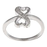 Sterling Silver 1/10ct TDW Diamond Heart Ring (G-H, I1-I2)