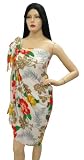 Exklusive White Floral Printed Strand Pareo Sarong Wraps