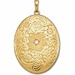 14K Yellow Gold Diamond Oval Rose Locket Charm Pendant