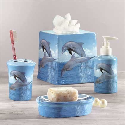 4pc Dolphin Patchwork Bath Set