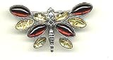 Sterling Silver Multi Amber Brooch