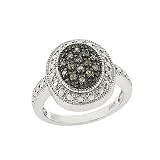 Sterling Silver 1/6 ct. TDW Champagne Diamond Oval Ring