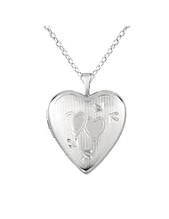 Sterling silver Heart Shaped Locket w/ Twohearts Necklace