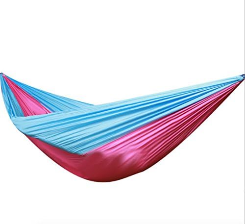 Outdoor Portable Parachute Nylon Fabric Travel Camping Hammock (Light blue&amp;Pink)