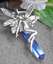 Sterling Silver FAIRY on Blue Quartz Prism Pendant