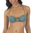 Bikini Love: Ashley Paige Knit Stripe Swim Top - Khaki/Teal
