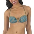 Bikini Love: Ashley Paige Knit Stripe Swim Top - Khaki/Teal