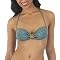 Bikini Love: Ashley Paige Knit Stripe Swim Top - Khaki/Teal