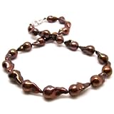HinsonGayle AAA 10-12mm Chocolate Baroque Pearl Necklace (Extreme Baroque Collection, 18 inches)