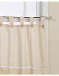 Home: Lorraine Home Fashions Saybrook Tab Top Tier Curtain Pair, 56 by 24-Inch, Natural - Lorraine Home Fashions