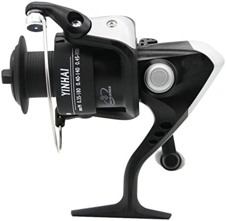 Kuyes® Left/right Interchangeable Collapsible Handle Spinning Fishing Reel with 5.5:1 Gear Ratio 4 Ball Bearings for Freshwater Saltwater Fishing (Black, YB 2000)