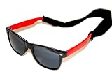 Vintage Retro Wayfarer Style Sunglasses w/Crokie Cord by QLook - Black / Red