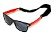 Vintage Retro Wayfarer Style Sunglasses w/Crokie Cord by QLook - Black / Red