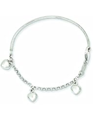 14K White Gold Polished Dangle Heart Baby Bracelet 6 Inches