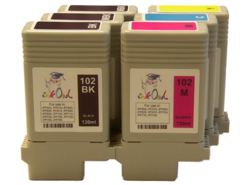 InkOwl reg - Compatible Ink Cartridge Replacement for CANON PFI-102 130ml 6-pack for imagePROGRAF iPF500 iPF510B009D3XBZ6