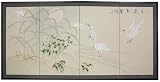 Asian D�cor & Gifts - Cranes in Full Moon Oriental Brush Art Wall Screen Painting