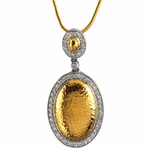 Two Tone Elliptical Shaped Diamond Pendant