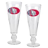 New Jersey Nets NBA 2pc Pilsner Glass Set with Basketball on stem - Oval Logo