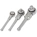 3 Piece Flex Head Stubby Ratchets (1/4'', 3/8'' and 1/2'' drive reversible ratchets and hinged handles)