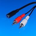 "AVE-A" Y Audio Chinch Cinc RCA Kabel Adapter Verteiler 2x Cinch Stecker m�nnlich auf 1x Stereo Klinke Kupplung Buchse weiblich 3,5mm f�r z.B. Mikrofon oder Kopfh�rer 20cm 0,2m 0,2 m Meter