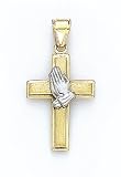 14K 2-TONE CROSS W/ PRAY HANDS - GH16864