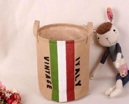 National Flags Storage Round Laundry Hamper Bucket Laundry Bags (Italian)