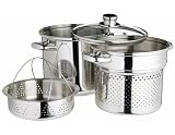Kitchen Craft Stainless Steel Pasta Pot with Steamer Insert 20cm (4.0L)