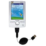 Retractable USB Cable for the ViewSonic V37 with Power Hot Sync and Charge capabilities - Gomadic Brand w/ TipExchange Technology
