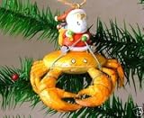 Beach Santa Riding Crab Claw TiKi Christmas Ornament