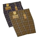 Savane Medium Plaid Pleated Short - NAVY & OLIVE