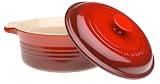 Le Creuset Stoneware 1-1/2-Quart Covered Round Casserole, Red