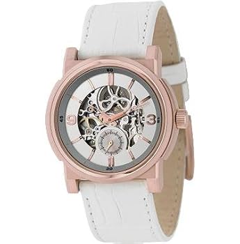 Fossil Men's White Strap Skeleton Silver Dial Watch Model ME3002