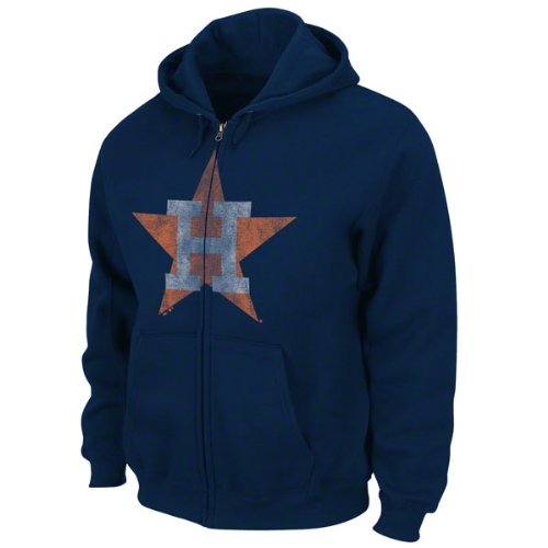 Houston Astros Navy Silver Era Retro Logo Full-Zip Hooded Sweatshirt