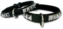 22" inch Pyramid Leather dog collar - black leather dog collar for your pet