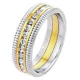 Unisex Two-Tone CZ Diamond Eternity Ring Band
