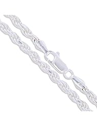 Sterling Silver Diamond-Cut Rope Chain 3.5mm Solid 925 Italy New Necklace 24"