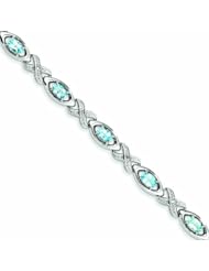 Genuine .925 Sterling Silver Diamond & Light Swiss Blue Topaz Bracelet 9.7 Grams . 100% Satisfaction Guaranteed.