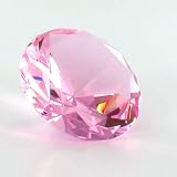 Diamond Glass Shaped Pink Ice Paperweight Gift Home Accent Decoration