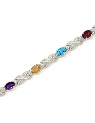 10kt Yellow Gold Oval Multi Color and Diamond Bracelet