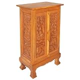 Handmade Asian Furniture - 32" Royal Elephant Storage Cabinet / End Table - Natural Finish