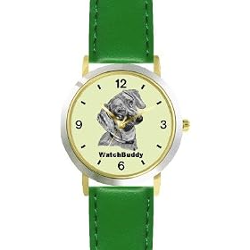 Dachshund-Shorthaired (SC) Dog - WATCHBUDDY® DESIGNER DELUXE TWO-TONE THEME WATCH - Arabic... by WatchBuddy