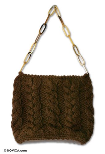 Wool and leather handbag Chocolate Twist