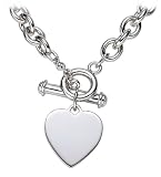 Sterling Silver Cable Link Necklace w/ Heart tag, 16.5