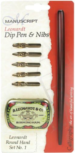 Neww Manuscript Leonardt Dip Pen & Nibs Set-Round Hand #1 Neww