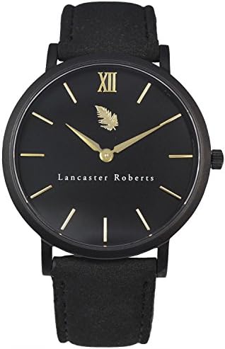 Lancaster Roberts Men's Black London First Edition Suede Band Wrist Watch